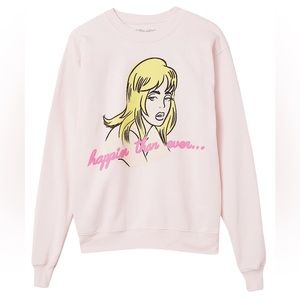 Billie Eilish Official Au Revoir Happier Than Ever Pale Pink Crewneck Sweatshirt